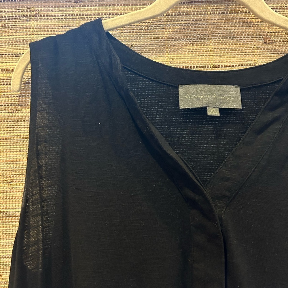 Anthropologie Black & Pink Sleeveless Blouse Sunday in Brooklyn Women’s Medium - Picture 5 of 6